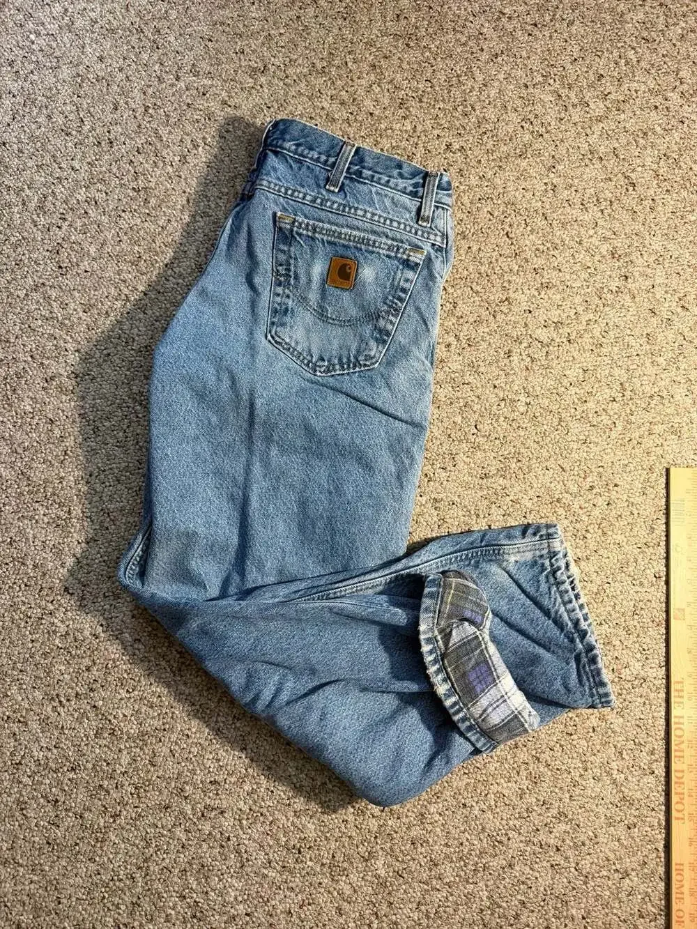 Vintage Carhartt Relaxed‎ Fit Flannel Lined Blue Denim Jeans
